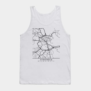 STOCKHOLM SWEDEN BLACK CITY STREET MAP ART Tank Top